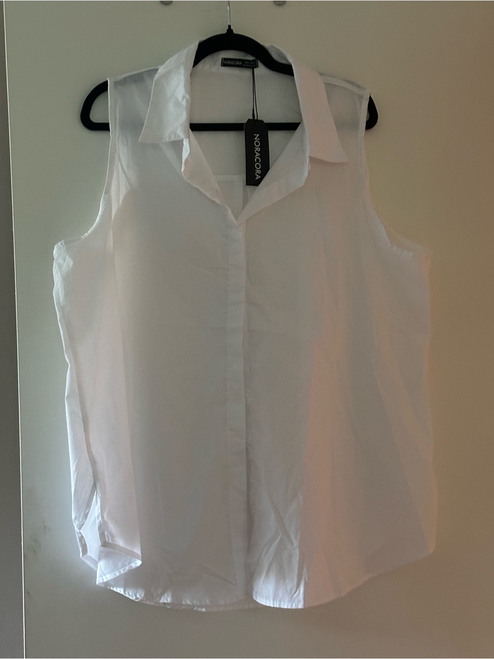 Noracora White Sleeveless Collared Blouse